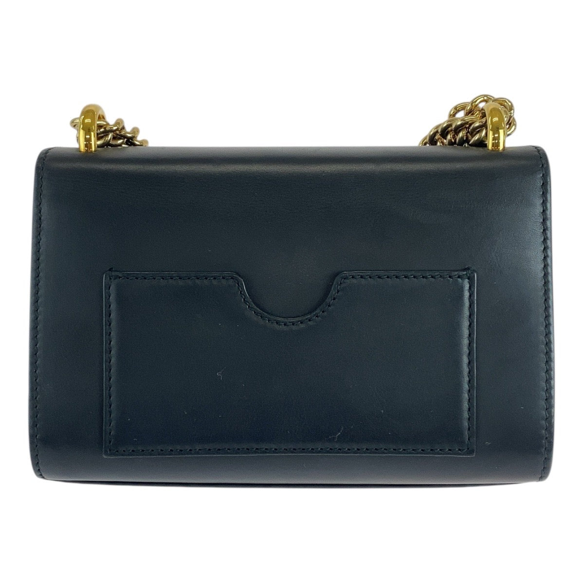 Gucci GoldMetal ChainShoulder Padlock Leather Black Shoulder Bag