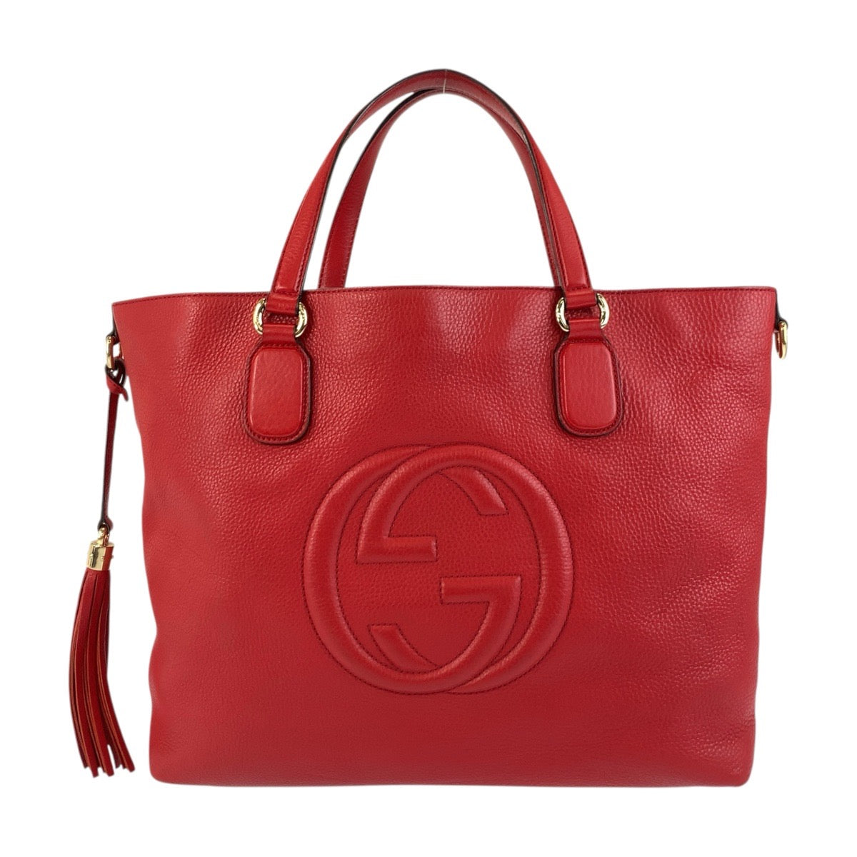 Gucci Metal Soho Leather Red Gold Tote Bag