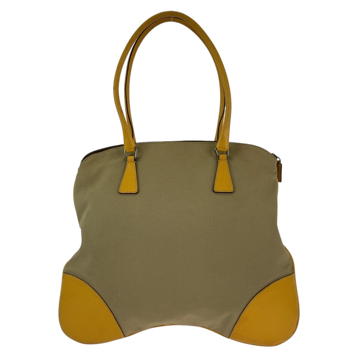 Tote Bag , Yellow Silvermetal Tote Bag Leather Canvas Shoulder Bag
