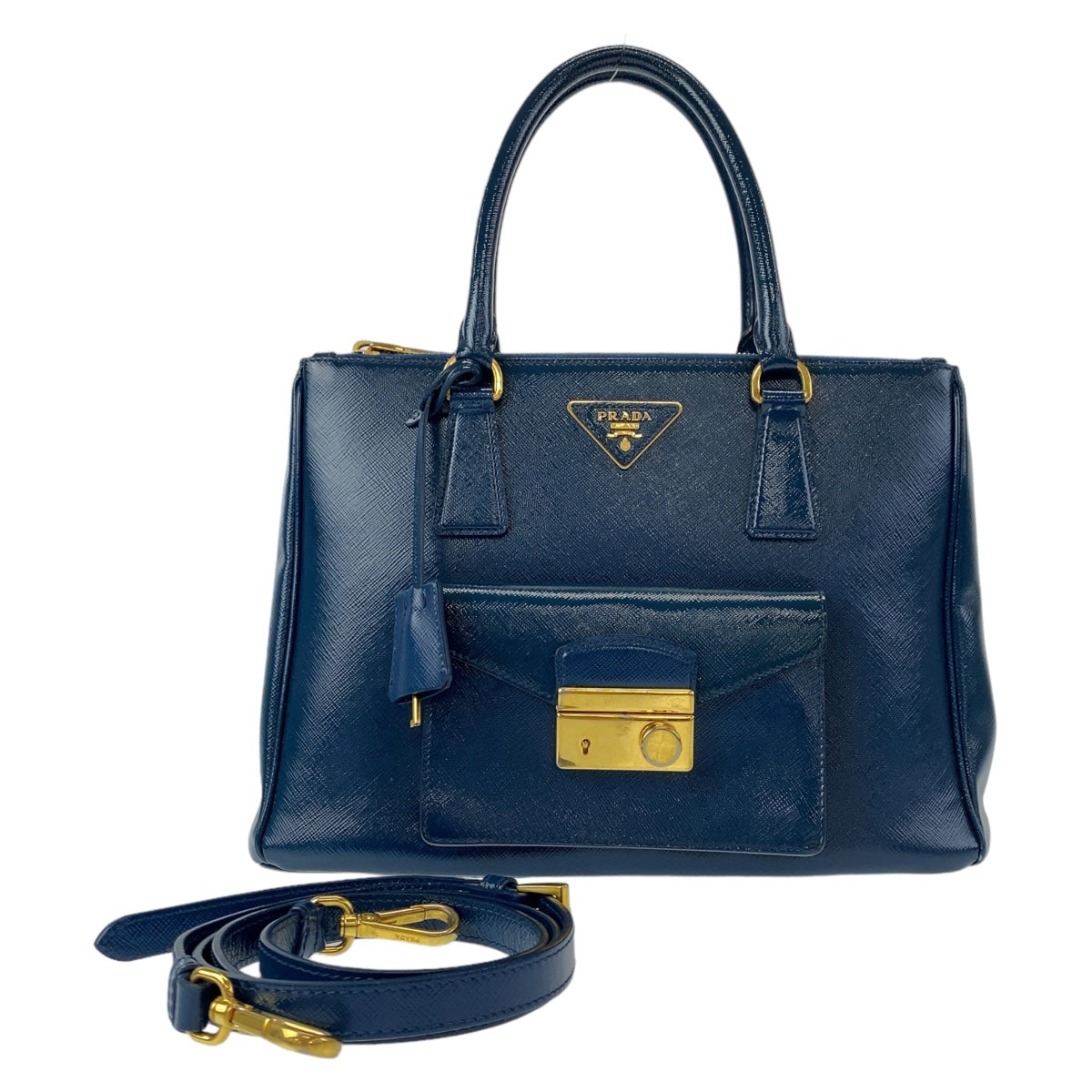 Metal Way Handbag Crossbody Shoulder Bag Safiano Leather Blue Crossbody Bag