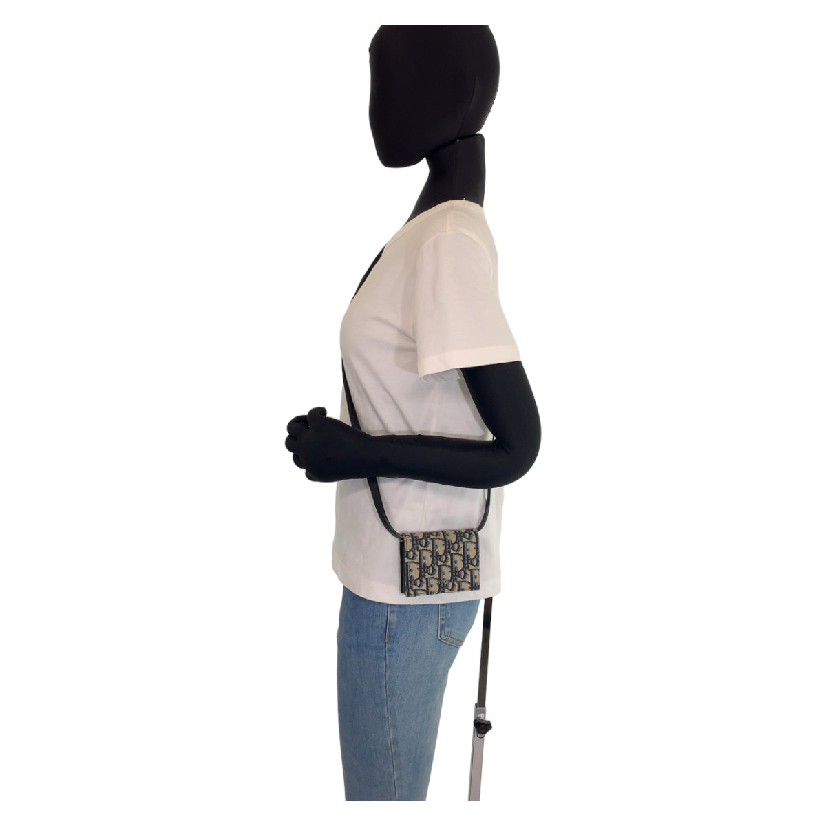 Dior Shoulder Bag Navy Silvermetal Oblique Trotter Canvas