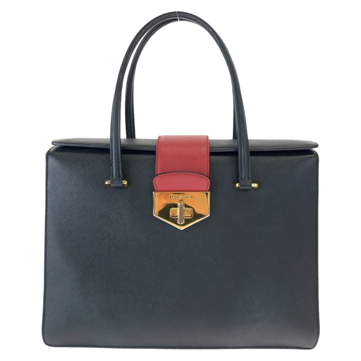Gold Metal Handbag Tote Bag Safiano Women Leather Black