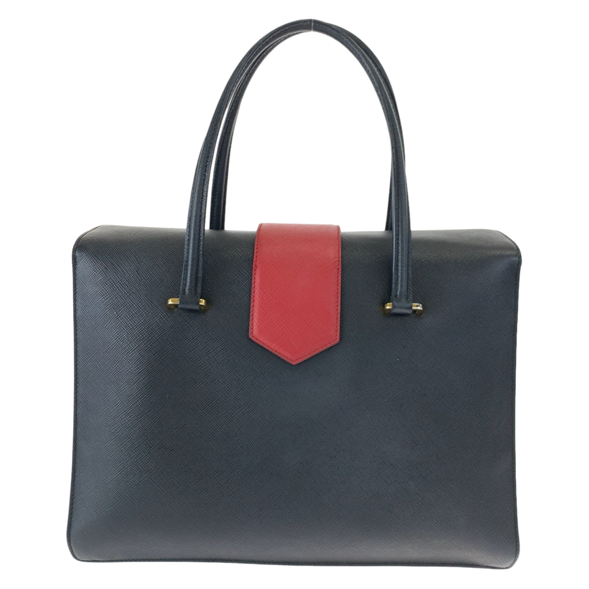 Gold Metal Handbag Tote Bag Safiano Women Leather Black