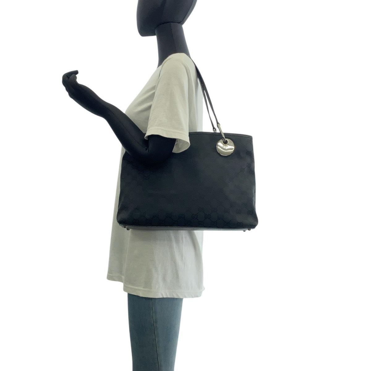 Gucci GG , SilverMetal Leather Canvas Black Shoulder Bag 3
