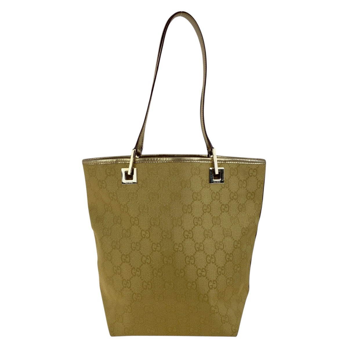 Gucci 002 GG Leather Canvas Gold Shoulder Bag 2