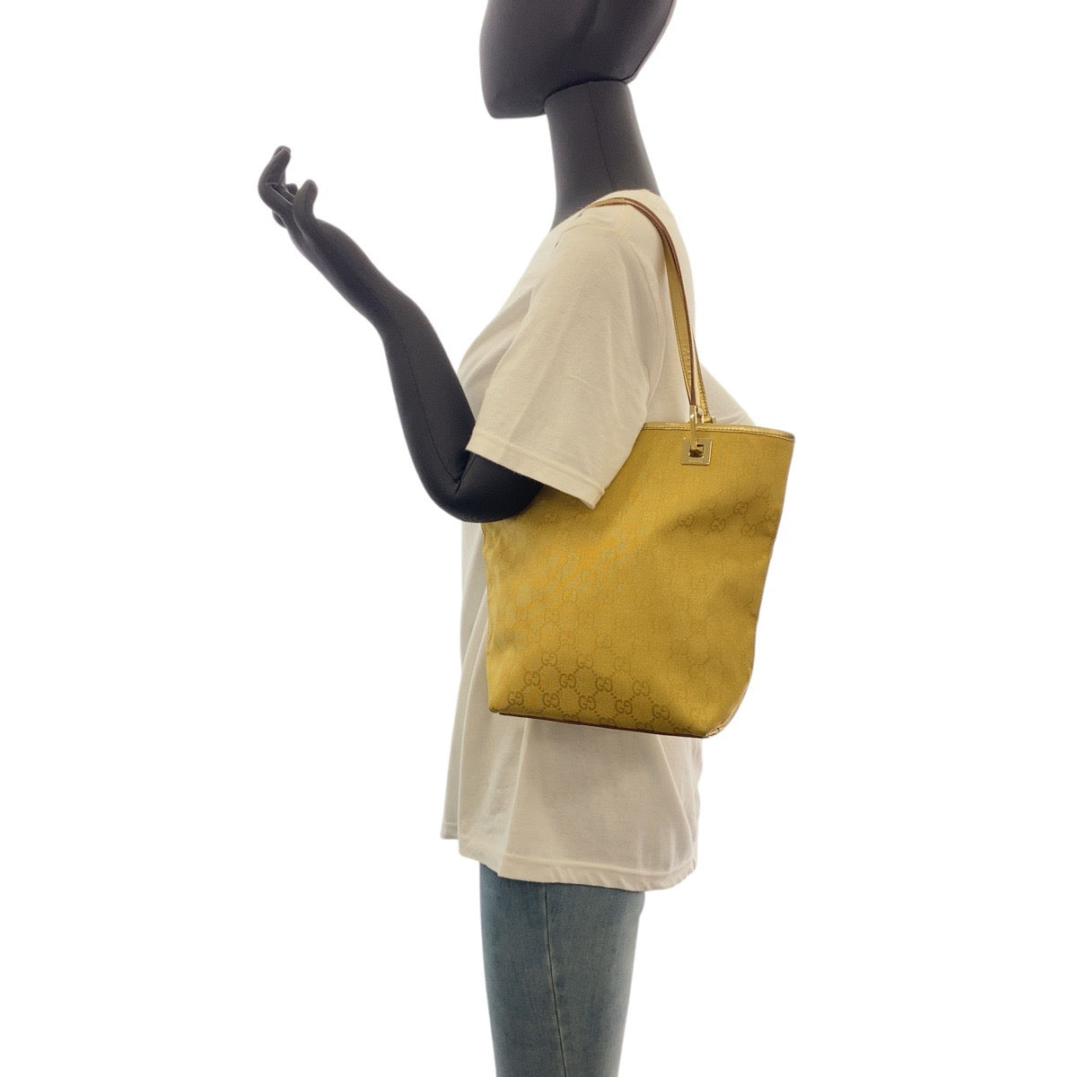 Gucci 002 GG Leather Canvas Gold Shoulder Bag 2