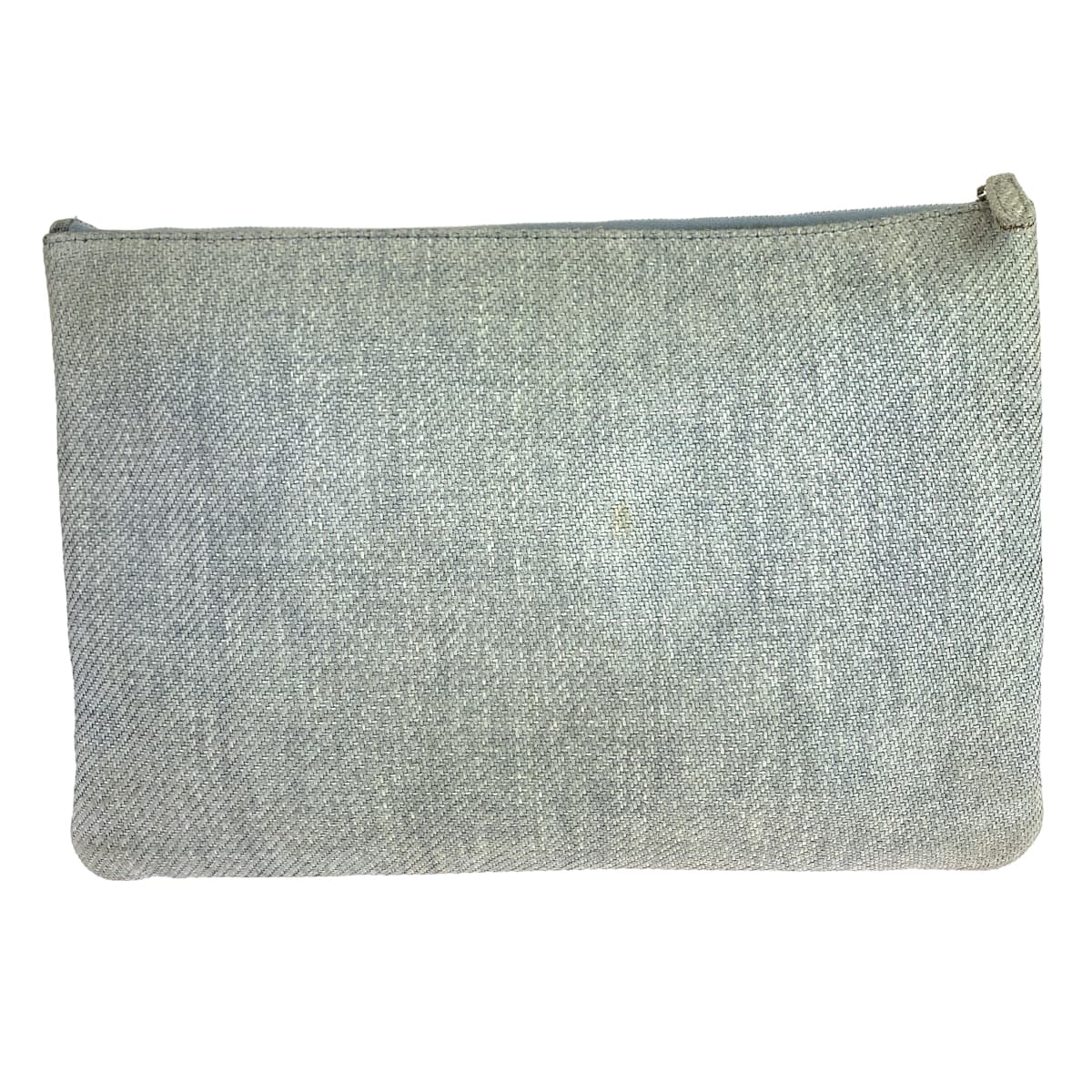 Chanel SilverMetal business Cruise line Deauville COCO Grey Canvas Clutch Bag