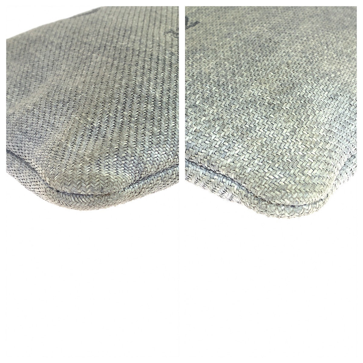 Chanel SilverMetal business Cruise line Deauville COCO Grey Canvas Clutch Bag