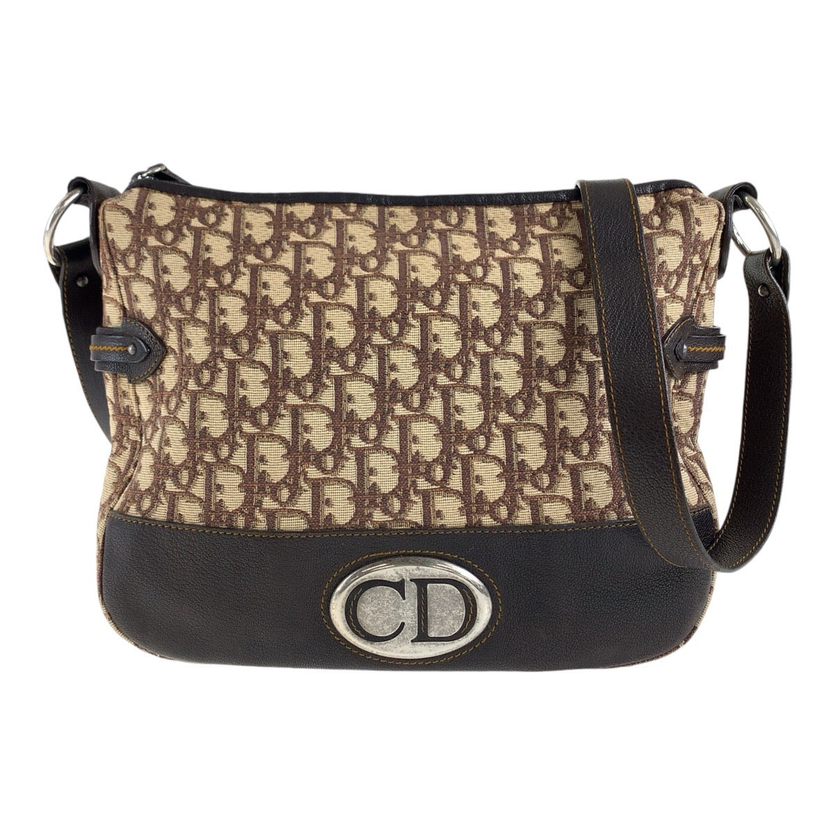Dior Christian Shoulder Bag , Beige Silvermetal Shoulder Leather Canvas