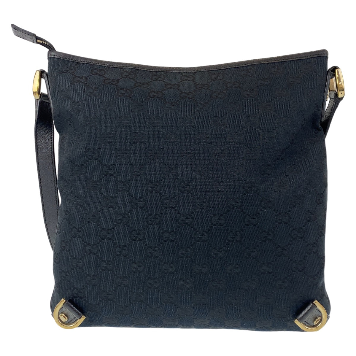 Gucci GG GoldMetal Messenger Abbey Leather Canvas Black Shoulder Bag 2