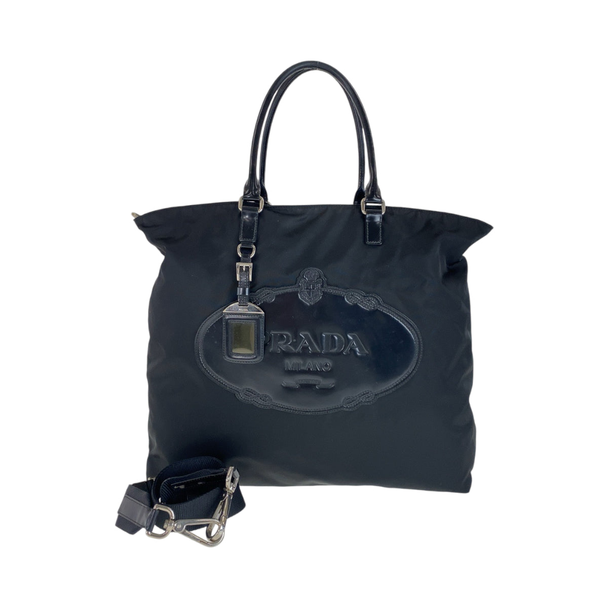 Tote Bag Silvermetal Tote Bag Shoulder Bag Nylon Black Embossed Women
