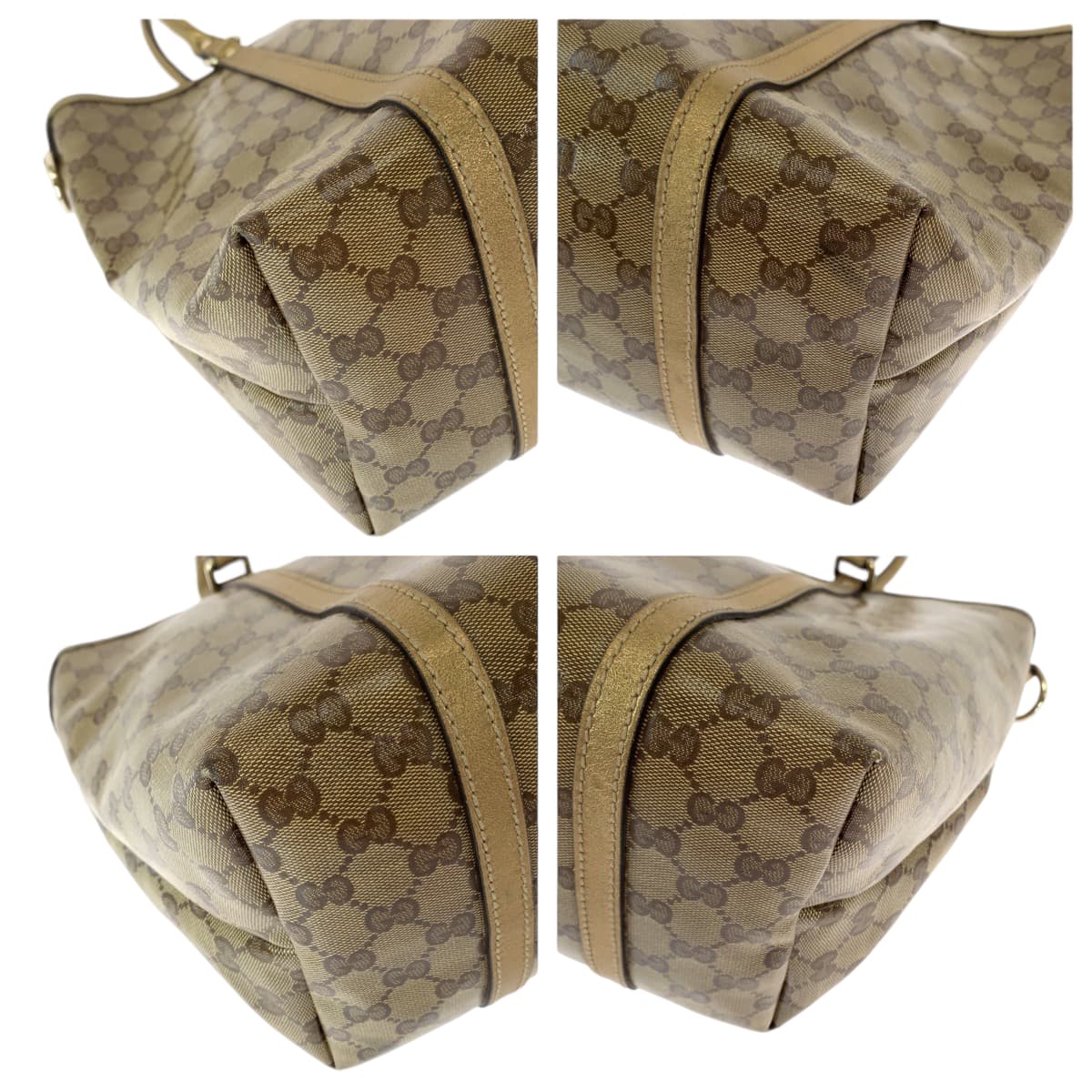 Gucci GG Supreme Metal GG crystal Canvas Brown Gold Shoulder Bag