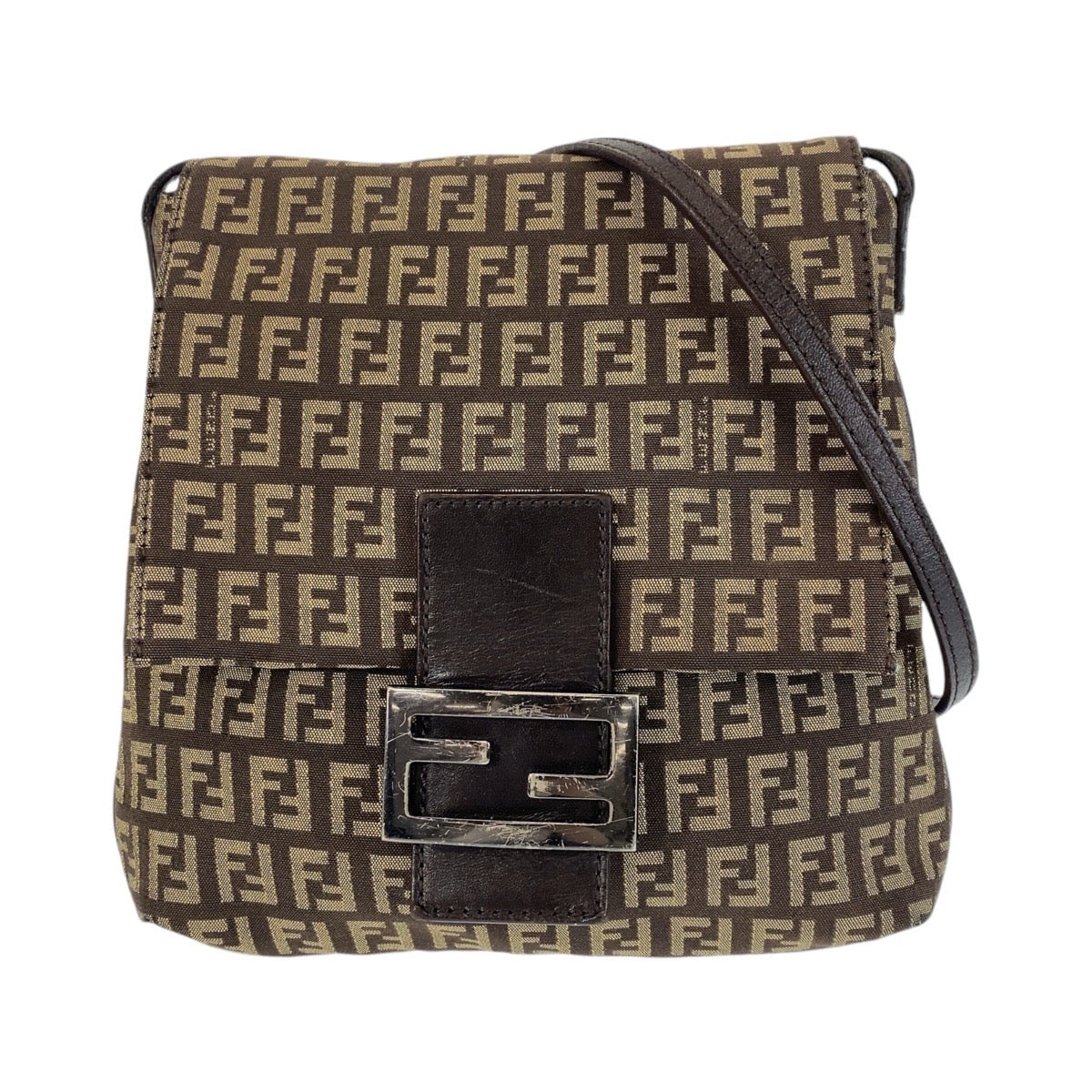 Fendi Shoulder Bag Shoulder Bag Pochette Zucchino Kamsepochet Women Canvas Metal Brown