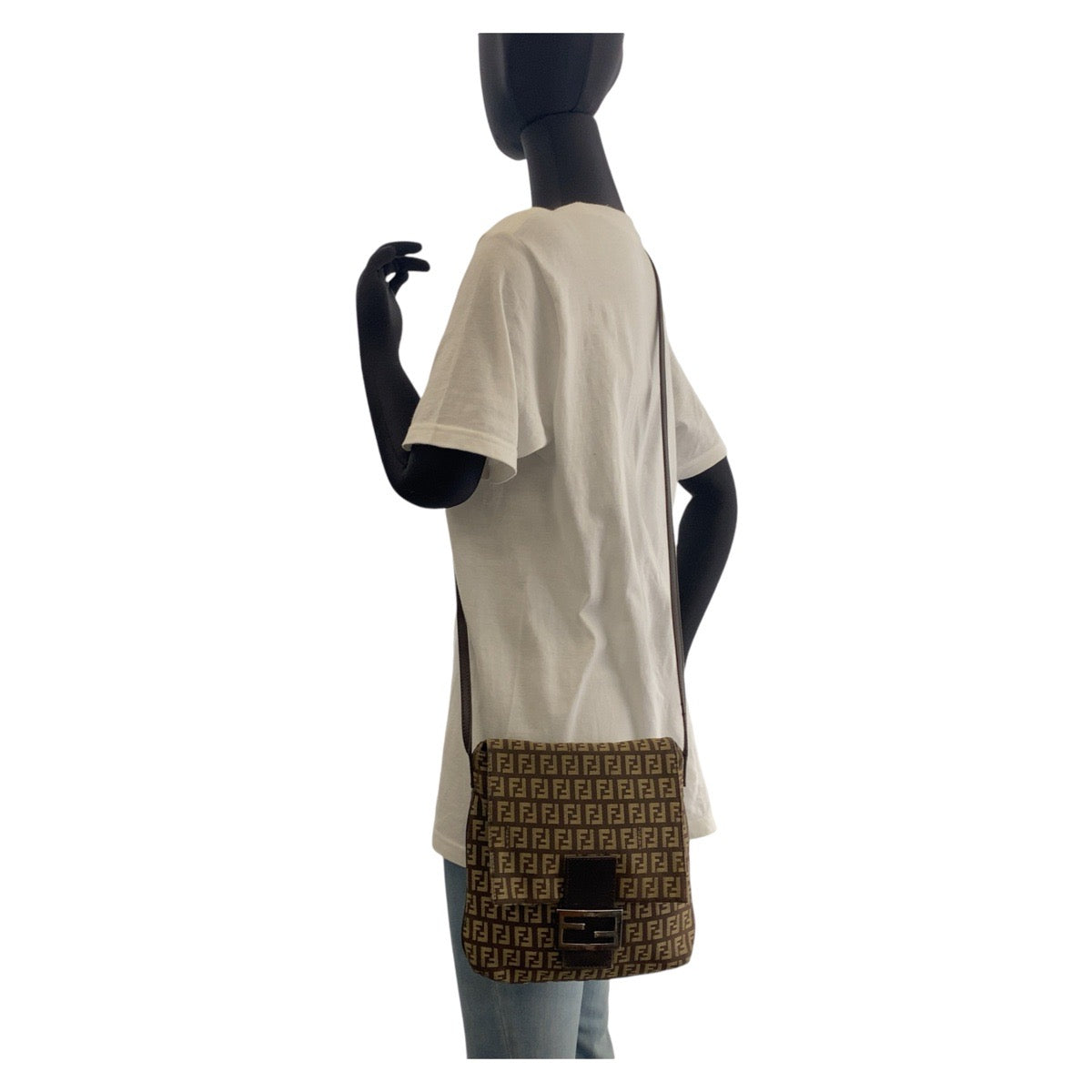 Fendi Shoulder Bag Shoulder Bag Pochette Zucchino Kamsepochet Women Canvas Metal Brown
