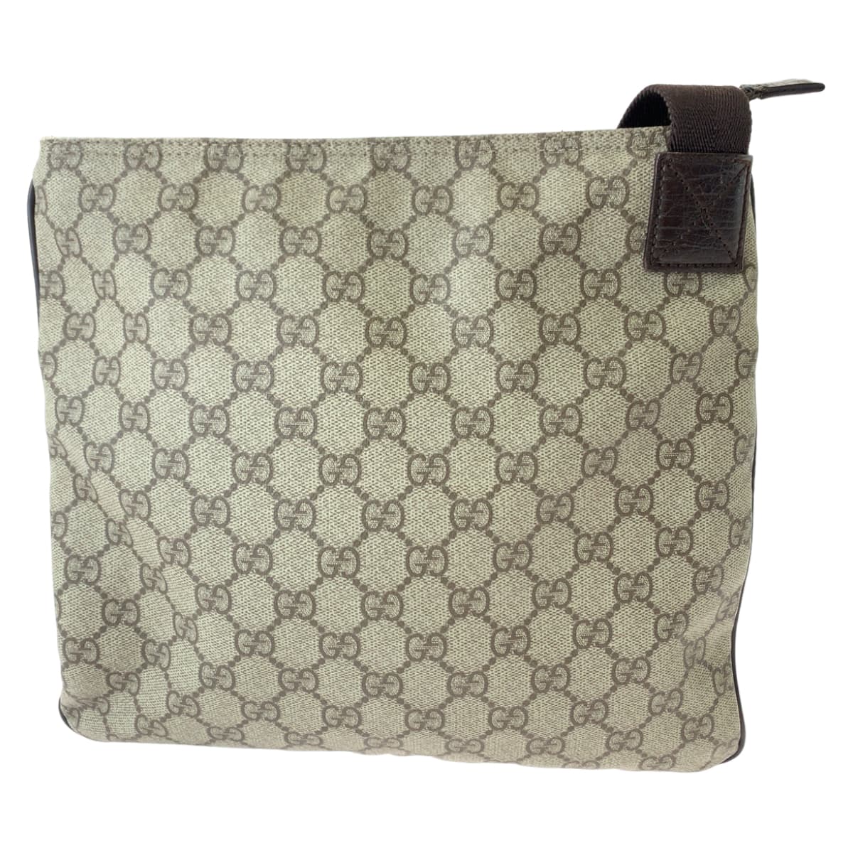 Gucci GG Supreme SilverMetal Messenger Unisex Canvas Brown Beige Shoulder Bag