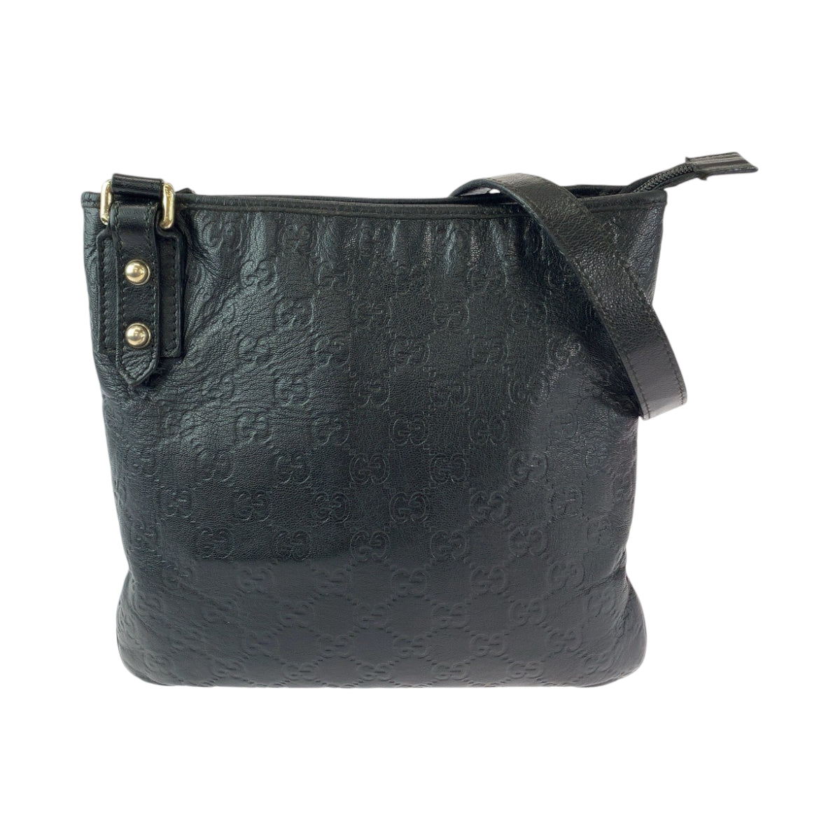 Gucci SilverMetal pochette Guccisima Unisex Leather Black Shoulder Bag