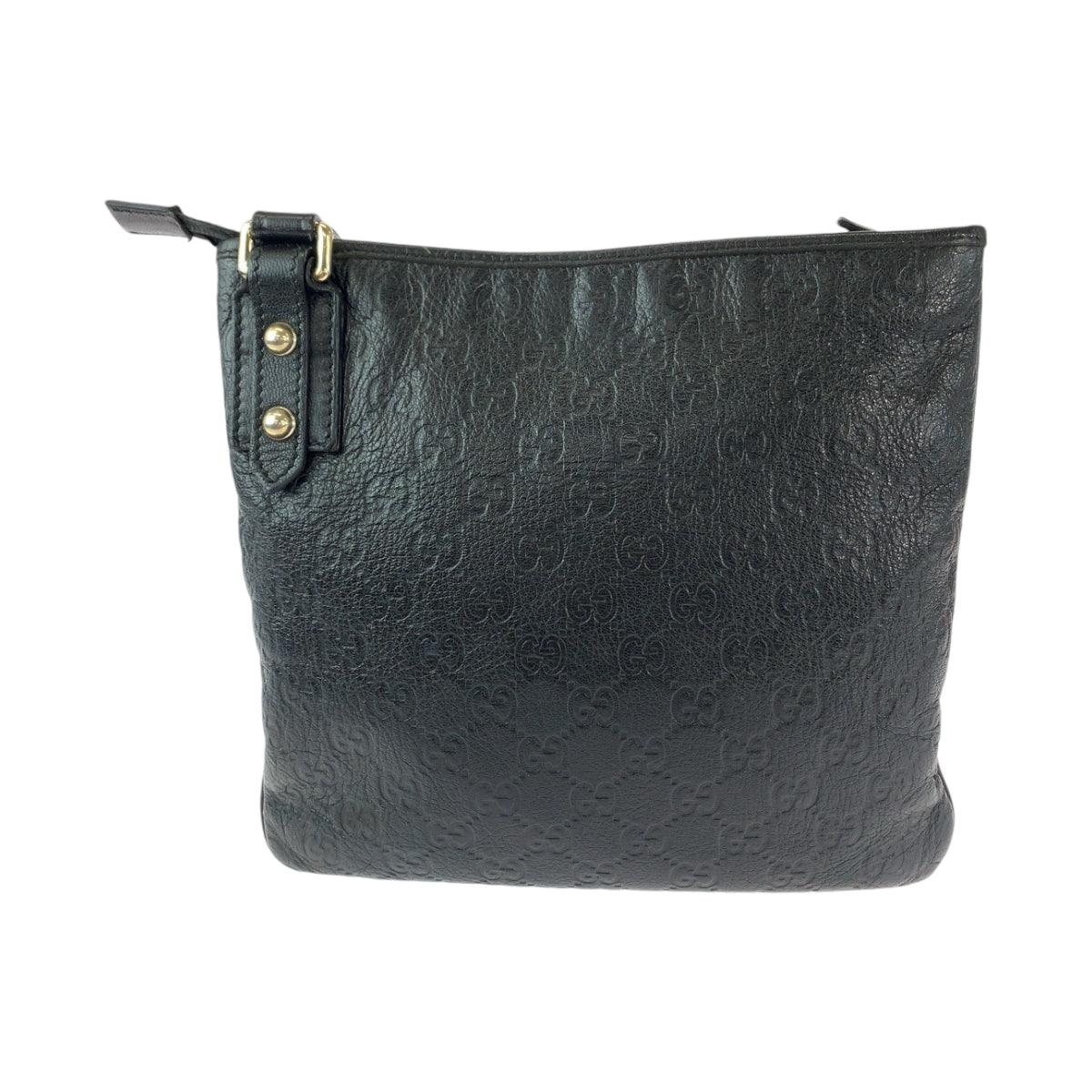 Gucci SilverMetal pochette Guccisima Unisex Leather Black Shoulder Bag