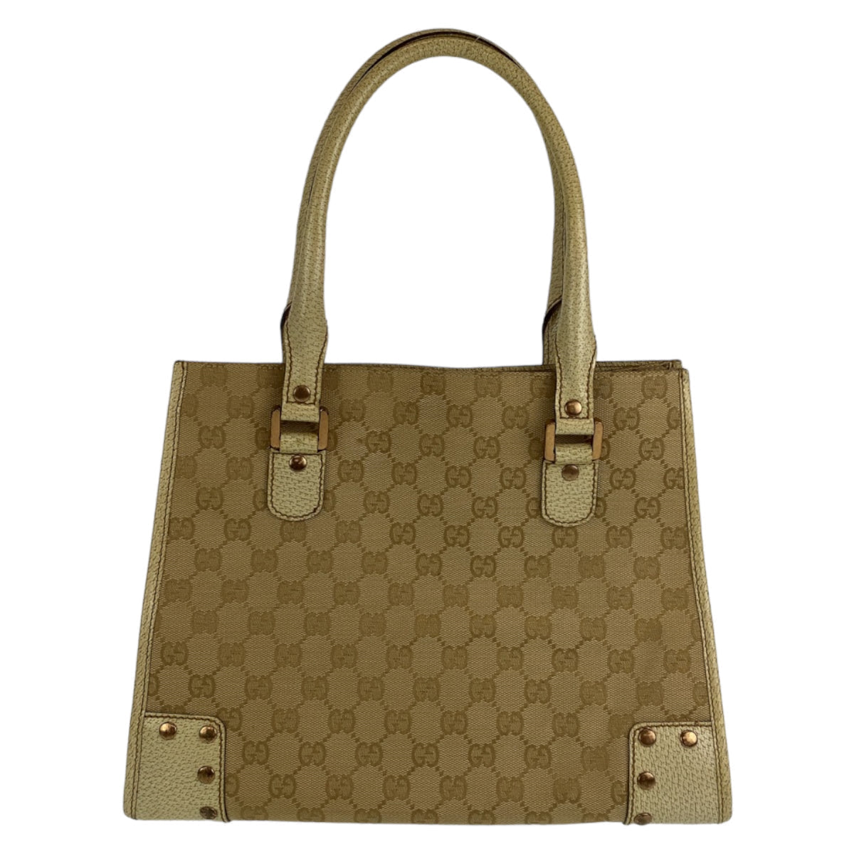 Gucci Ivory Metal GG Leather Canvas Beige Gold Shoulder Bag