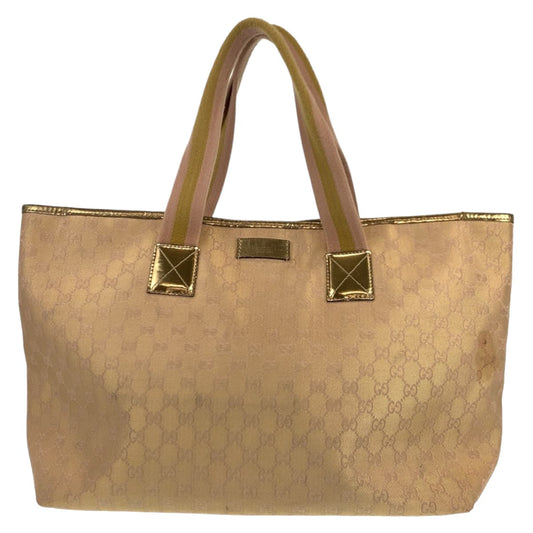 Gucci GG Canvas Beige Gold Shoulder Bag