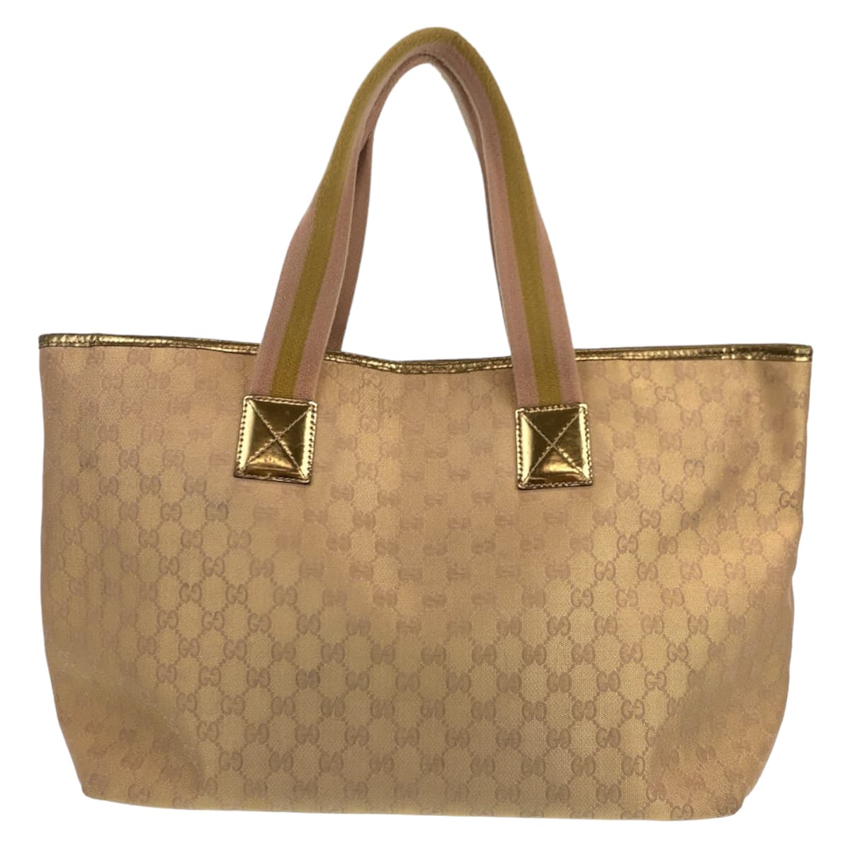 Gucci GG Canvas Beige Gold Shoulder Bag