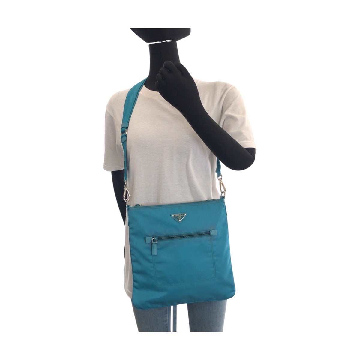 Shoulder Bag Light Emerald Silvermetal Shoulder Bag Nylon Blue