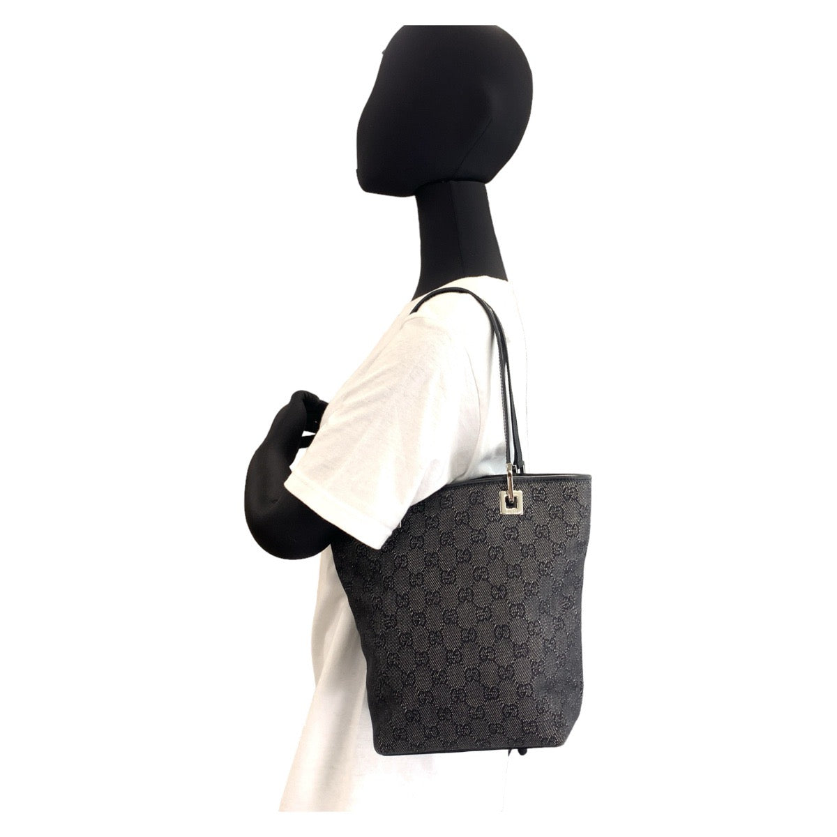 Gucci GG Metal GG pattern Canvas Black Silver Shoulder Bag