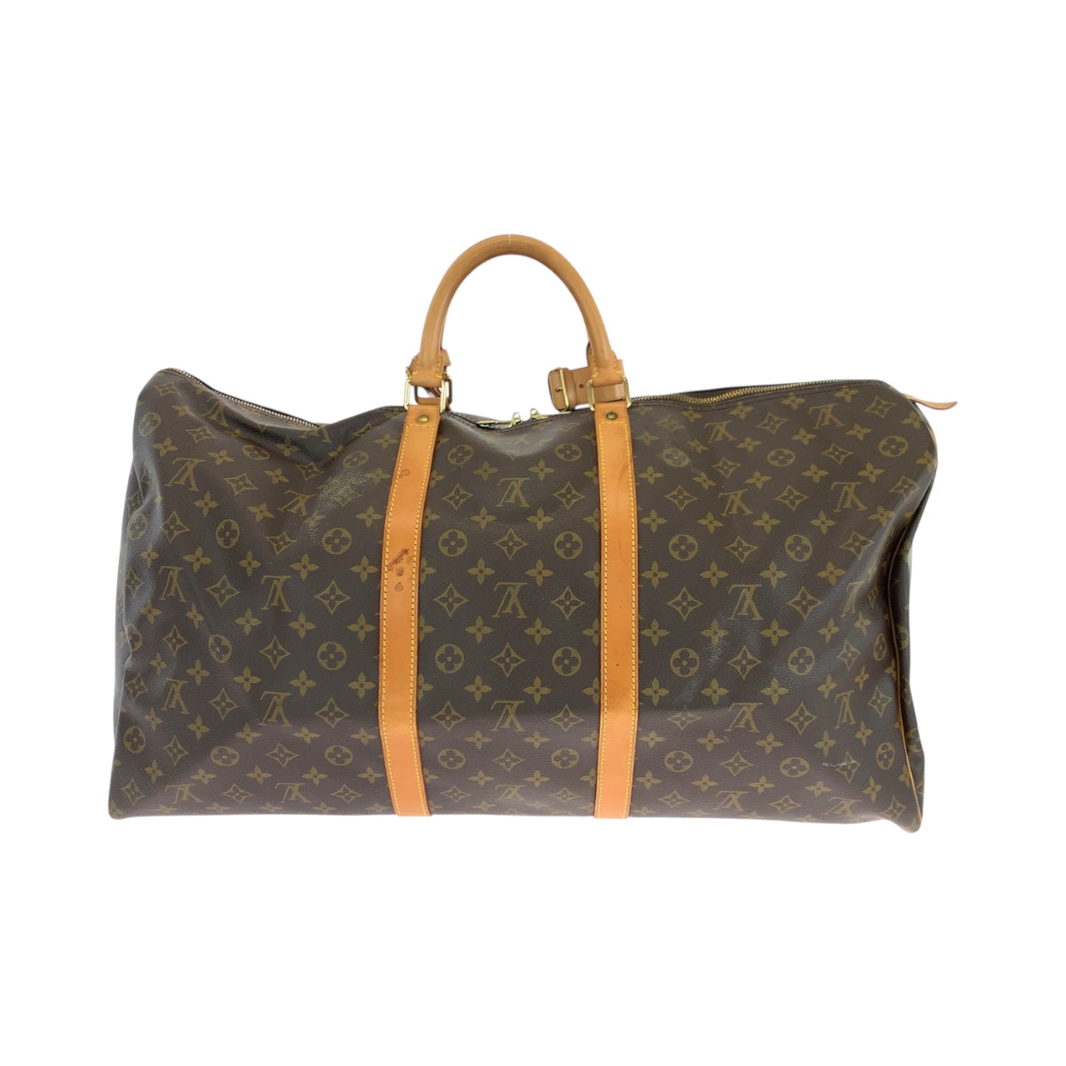 Louis Vuitton Boston Duffel M41422 PVC Keepall Monogram Brown Gold Travel Bag