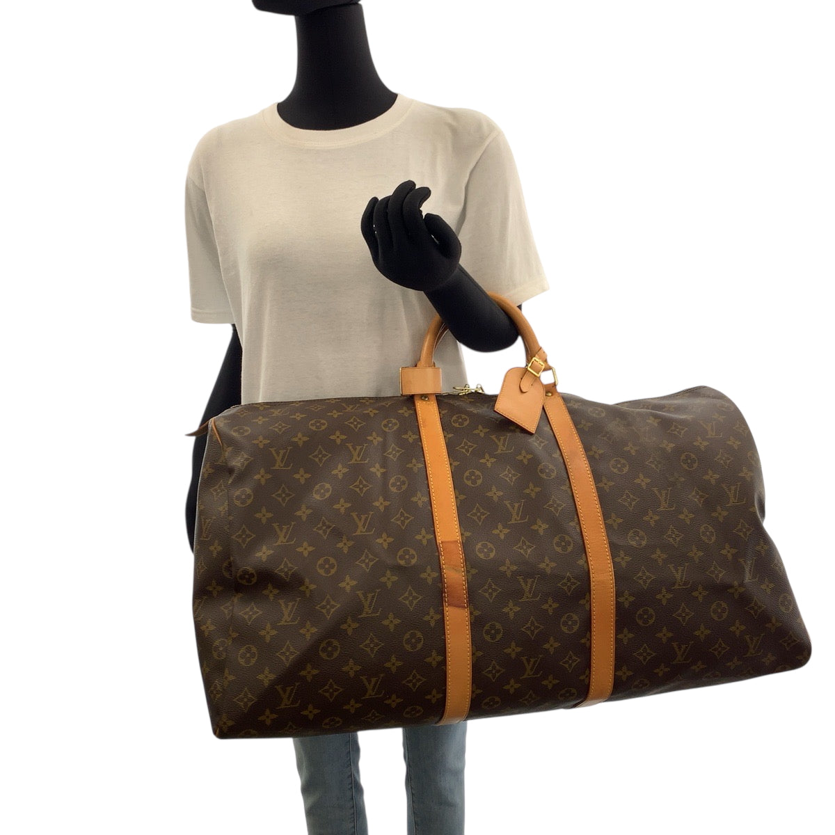 Louis Vuitton Boston Duffel M41422 PVC Keepall Monogram Brown Gold Travel Bag