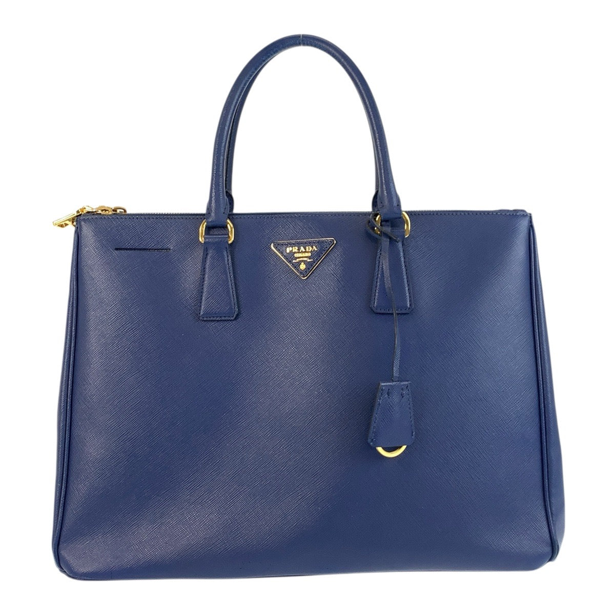 Goldmetal Handbag Tote Bag Safiano Galleria Trianglewith Leather Blue