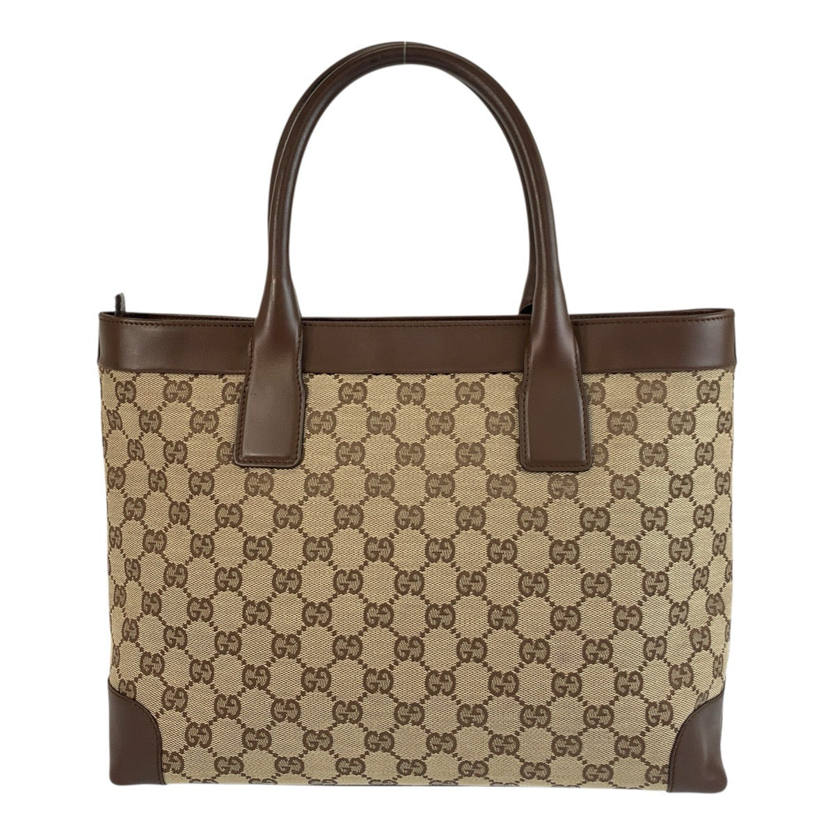 Gucci 002 GG Leather Canvas Brown Beige Tote Bag