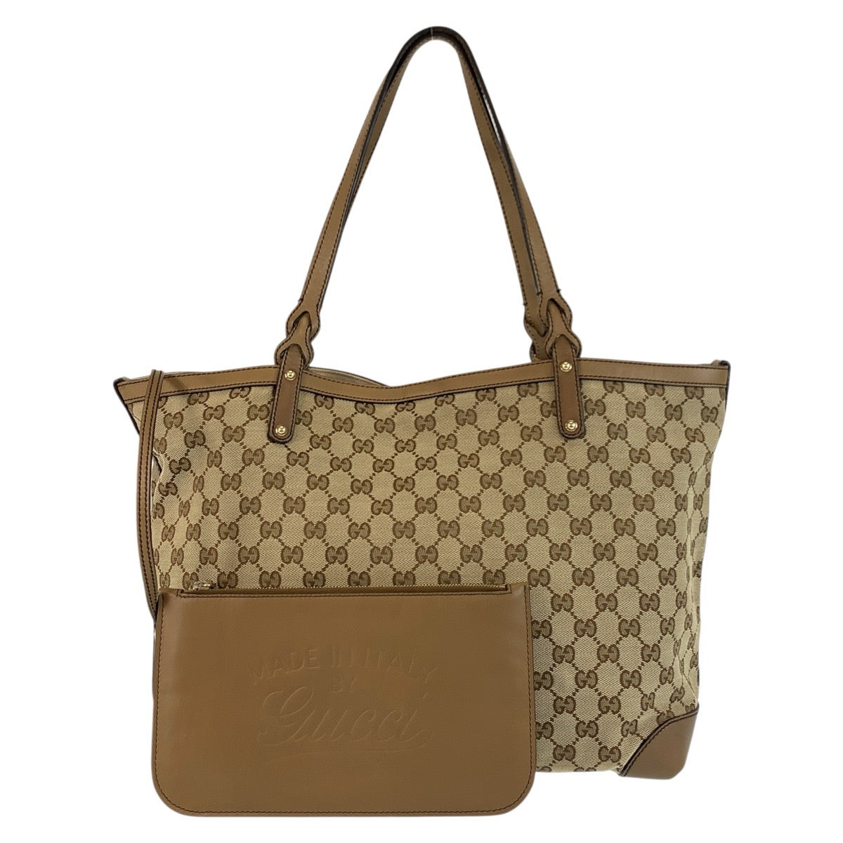 Gucci GG , Metal Leather Canvas Beige Gold Shoulder Bag