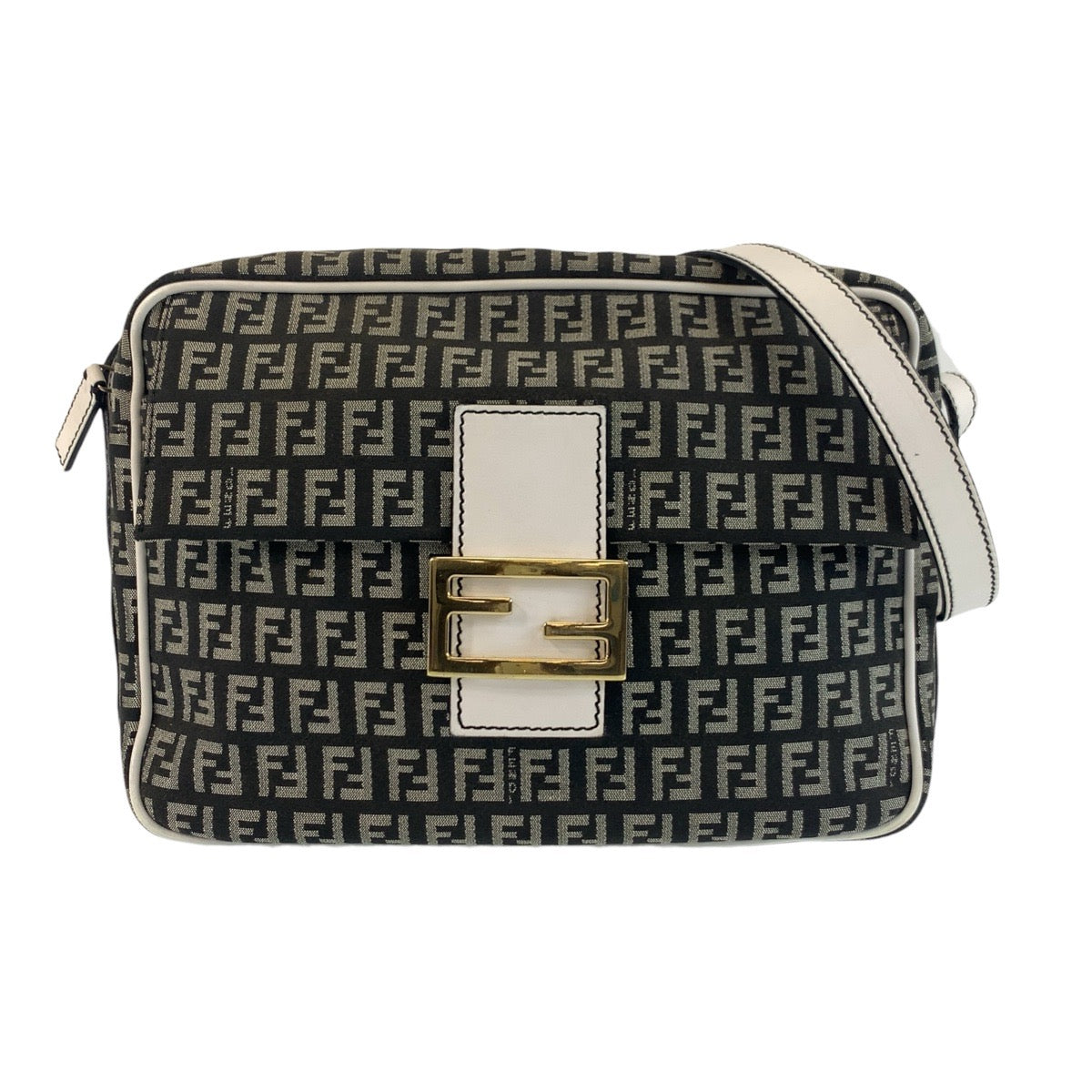 Fendi Zucchino Mamma Shoulder Bag Leather Canvas