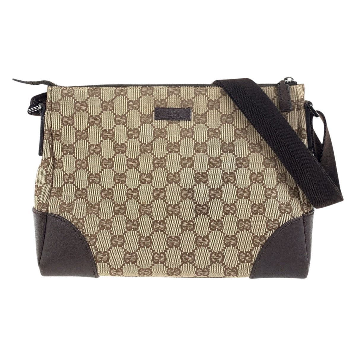 Gucci GG , Metal pochette Leather Canvas Brown Silver Shoulder Bag 2