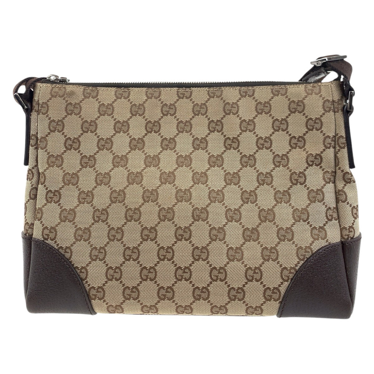 Gucci GG , Metal pochette Leather Canvas Brown Silver Shoulder Bag 2