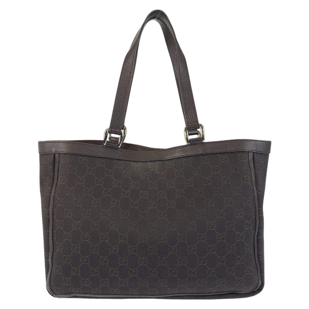 Gucci GG , Metal Abbey Leather Canvas Brown Silver Shoulder Bag