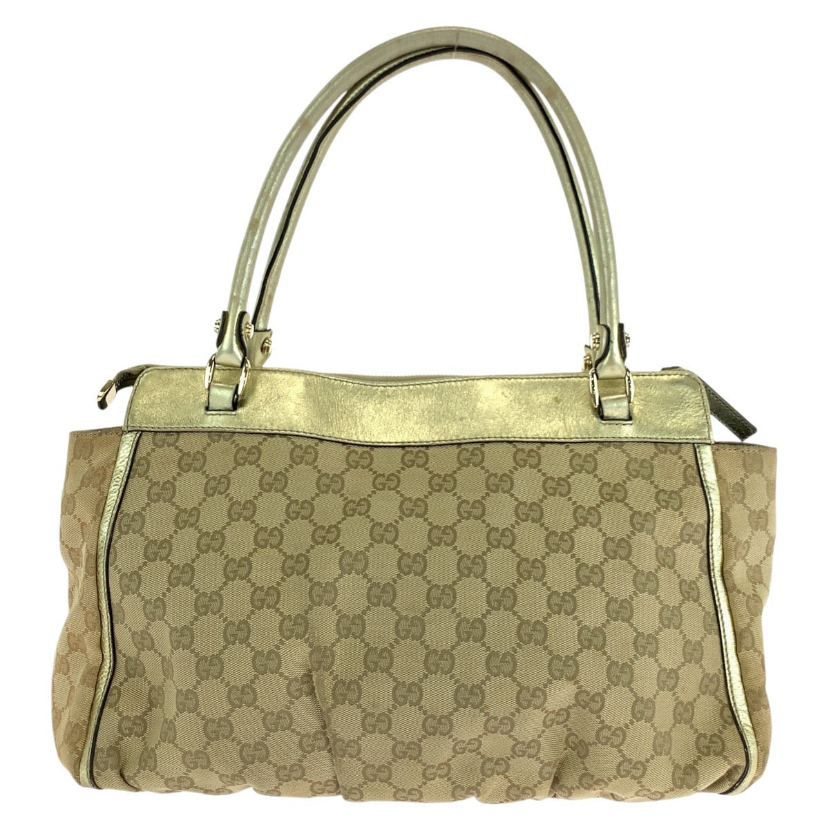 Gucci GG , Abbey Leather Canvas Beige Gold Shoulder Bag