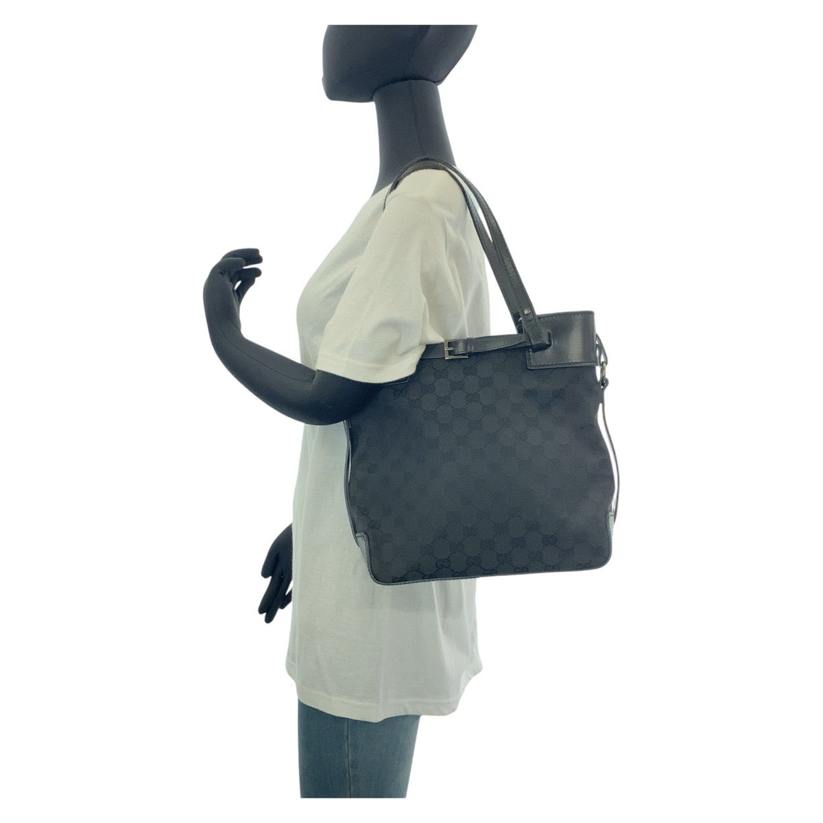 Gucci GG , SilverMetal Leather Canvas Black Shoulder Bag 2