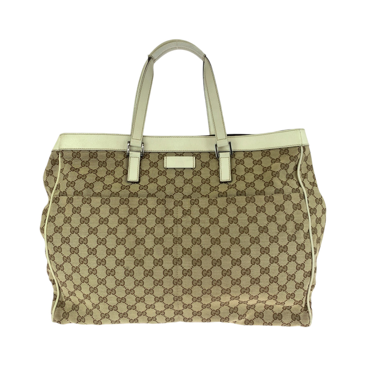 Gucci GG SilverMetal Canvas White Beige Shoulder Bag 2