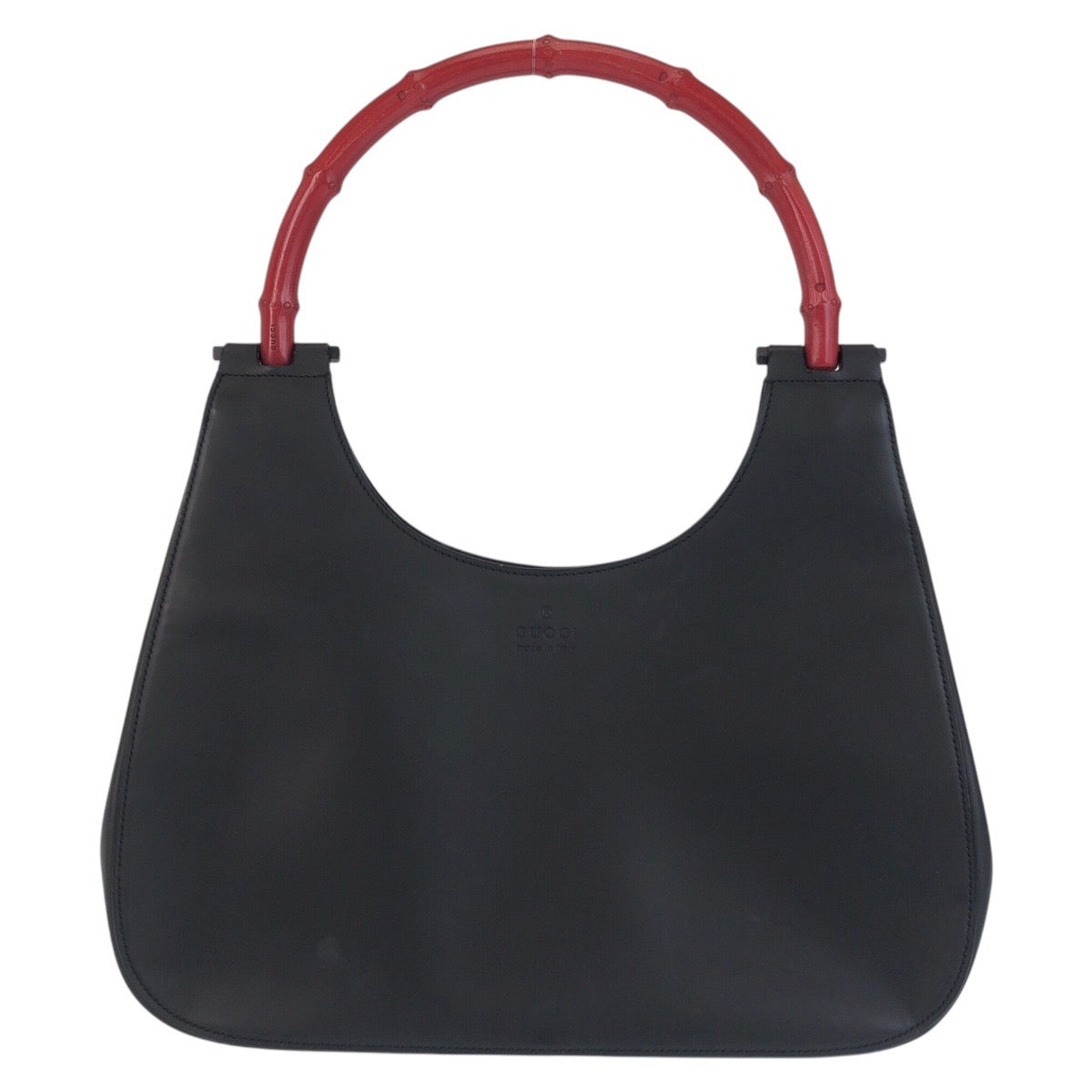 Gucci 001 , Bamboo Leather Black Red Shoulder Bag