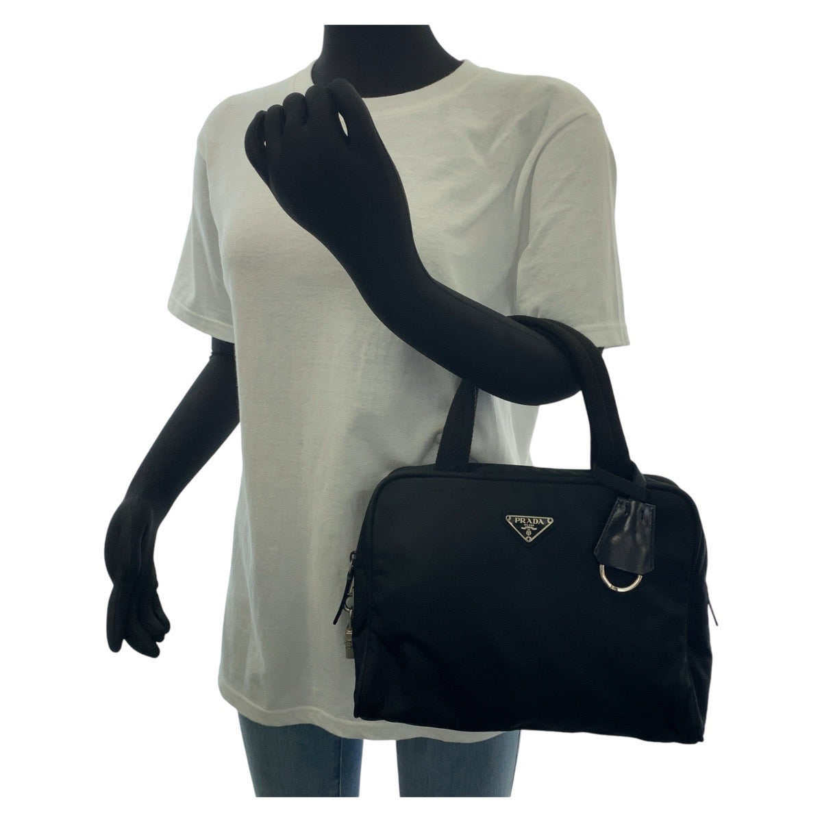 Tote Bag Silvermetal Tote Bag Handbag Test Nylon Black Logo Women