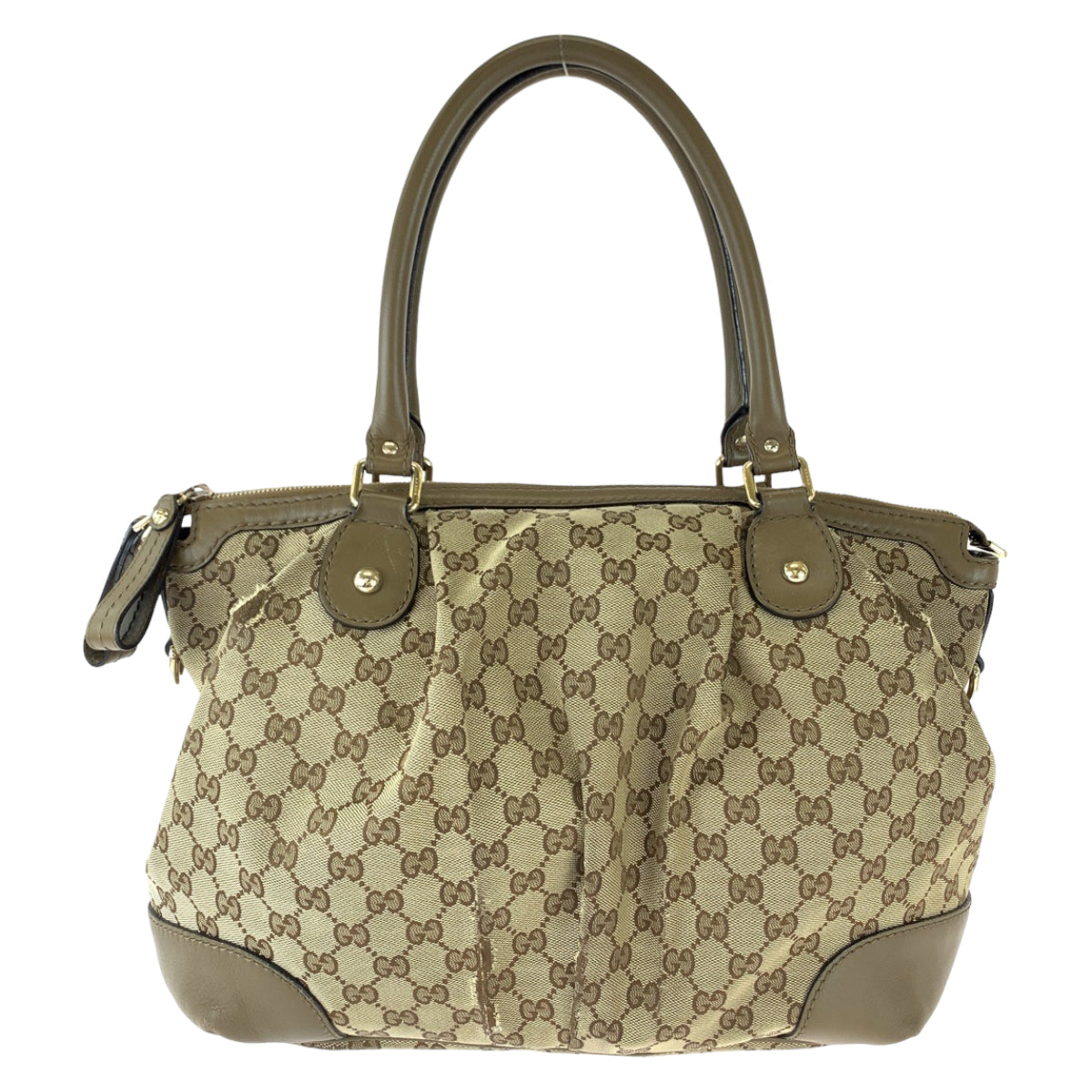 Gucci GG Metal 2way Sukey Canvas Brown Gold Shoulder Bag
