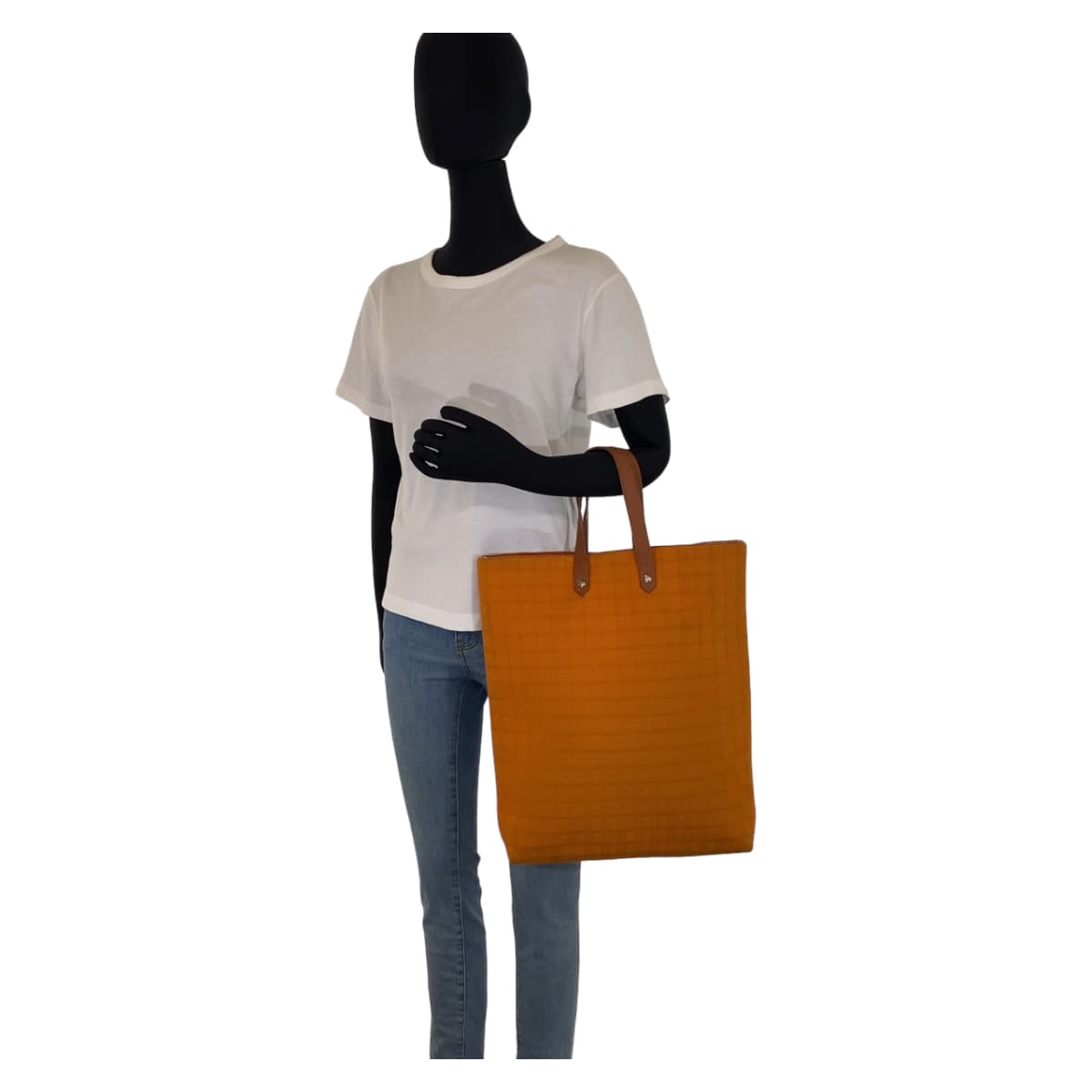Hermes Tote Bag Silvermetal Tote Bag Handbag Compatible Amedaba Leather Canvas Brown