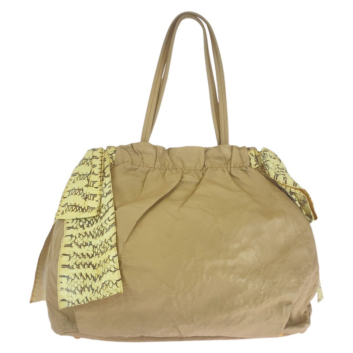 Prada Ribbon 2Way Bag Leather Python Travel Bag