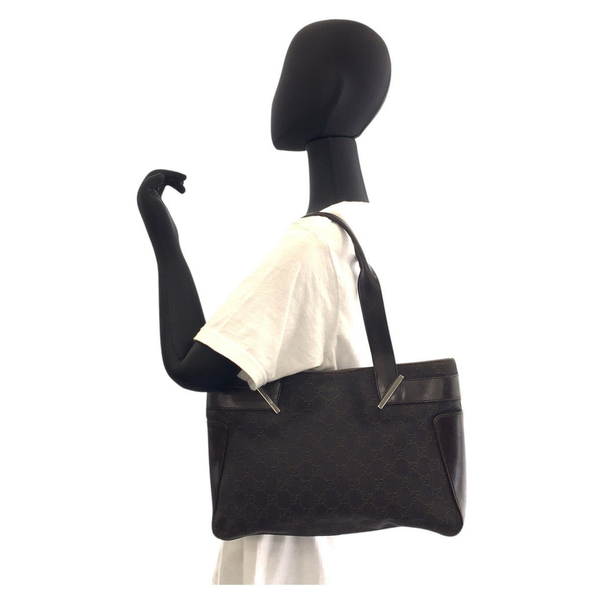Gucci GG Leather Canvas Brown Shoulder Bag