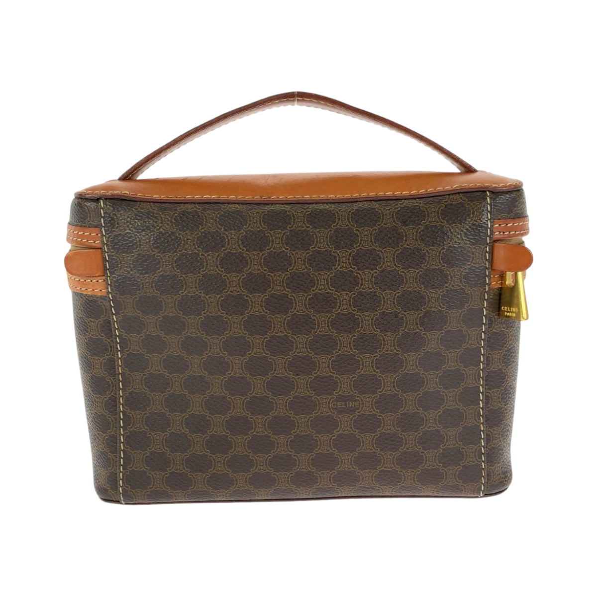 M Pvc Metal Handbag Vanity Bag Macadam Brown Gold Travel Bag