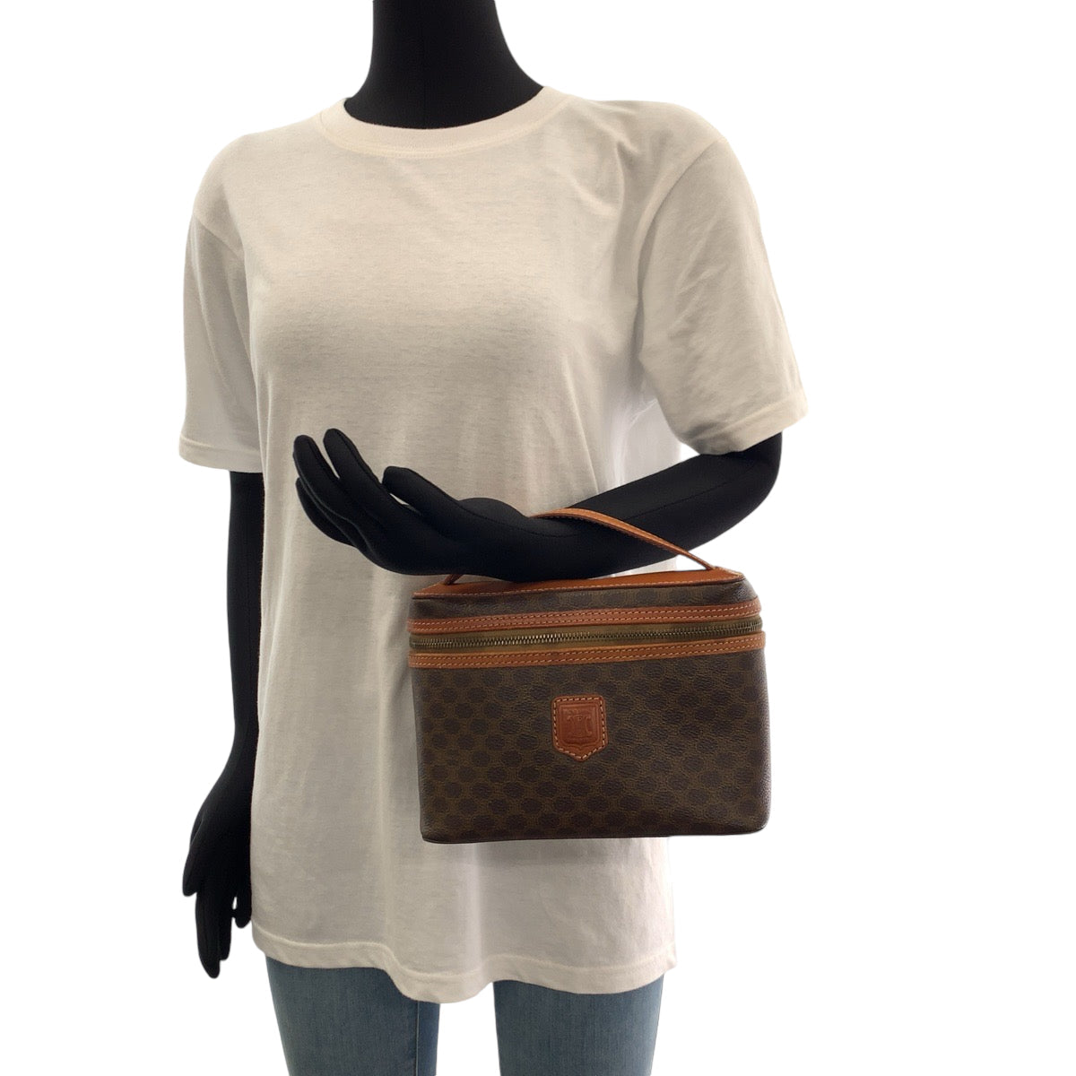 M Pvc Metal Handbag Vanity Bag Macadam Brown Gold Travel Bag
