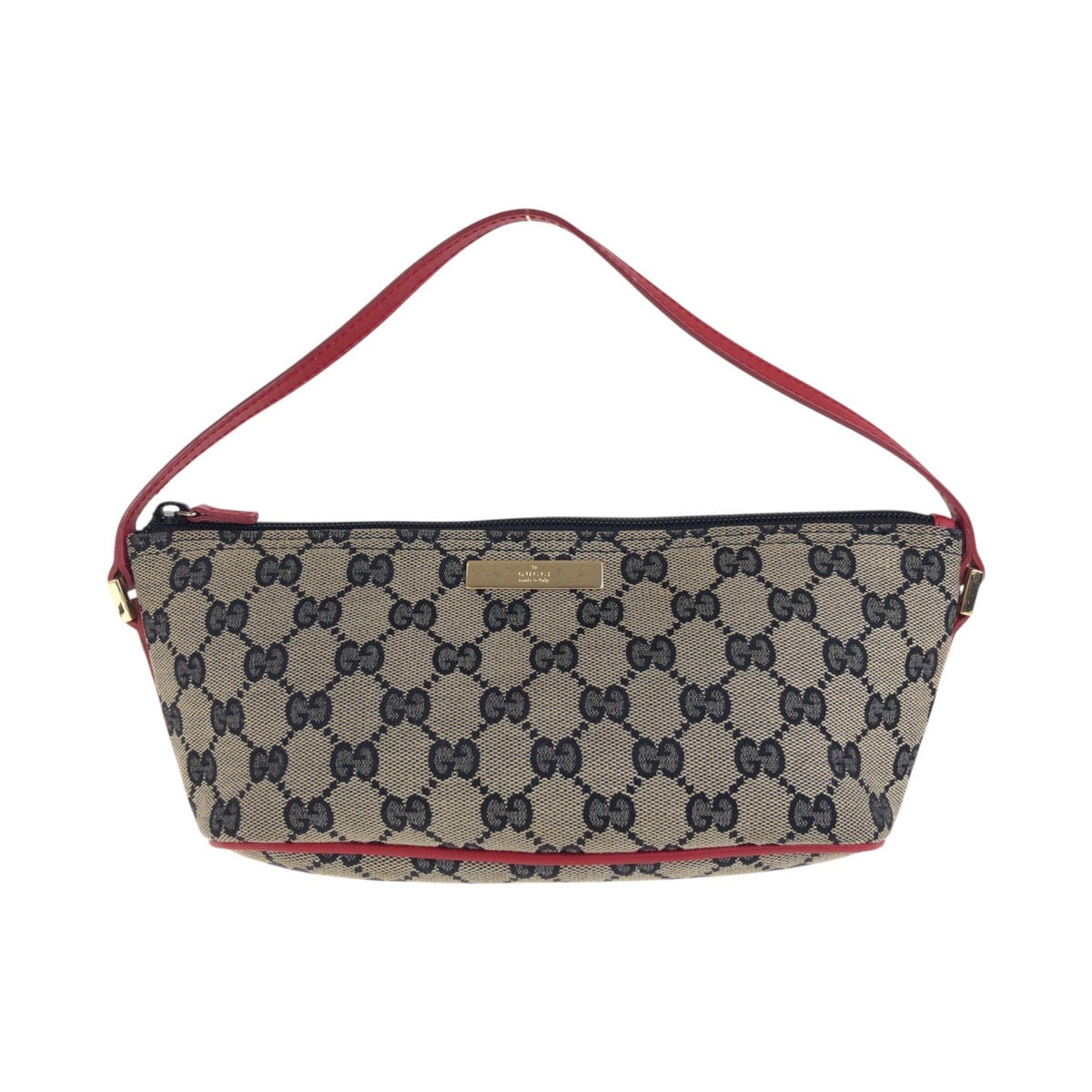 Gucci 039 GG , accessory pouch Leather Canvas Black Red Handbag