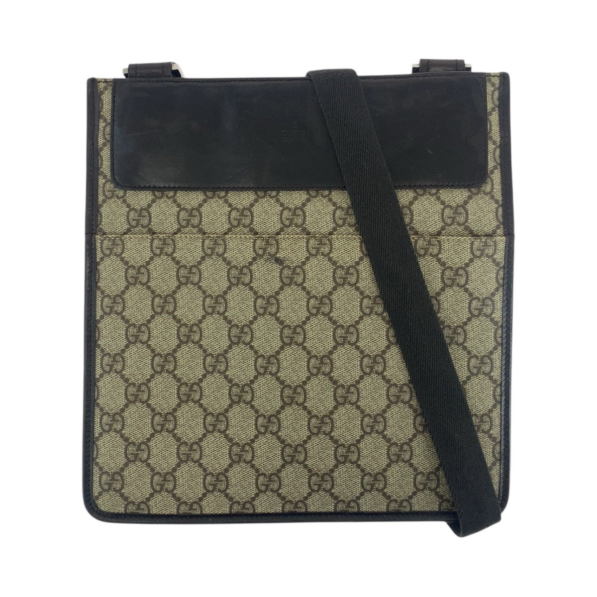 Gucci GG Supreme , Metal pochette Leather Canvas Brown Silver Shoulder Bag
