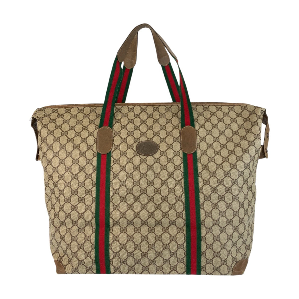 Gucci 89 19 012 GG Supreme Leather Canvas Brown Beige Shoulder Bag