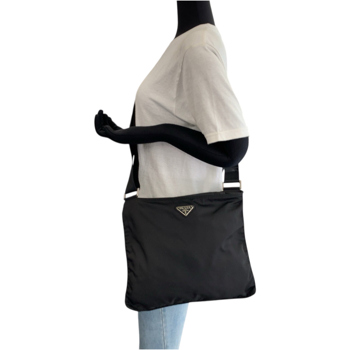 Shoulder Bag Silvermetal Shoulder Bag Sacoche Test Nylon Black Logo Women